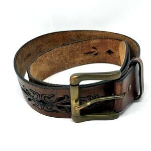 Wilsons Leather  Julian Tooled‎ Belt Brass Buckle